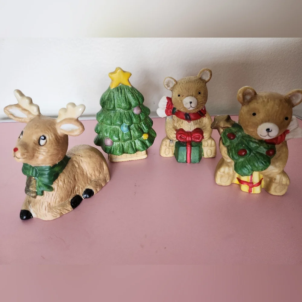 Christmas Figurine Set with Reindeer and Bears